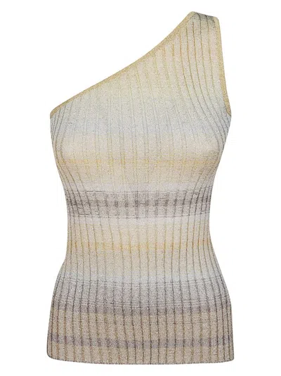 MISSONI MISSONI ONE SHOULDER RIBBED TOP