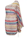 Missoni One-shoulder Cover Up Dress In Wave Motif Crochet In Multicolor