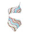 Missoni Multicolor Wave Asymmetric Cutout One-piece Swimsuit In Multi-color