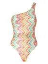 Missoni One-shoulder Swimsuit In Multi