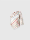 Missoni Multicolor Zigzag One-shoulder Top With Wide Sleeves In Multicoloured