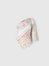 Missoni Multicolor Zigzag One-shoulder Top With Wide Sleeves In Multicoloured