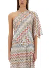 Missoni Multicolor Zigzag One-shoulder Top With Wide Sleeves