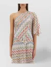 Missoni Multicolor Zigzag One-shoulder Top With Wide Sleeves