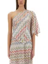 MISSONI MISSONI ONE-SHOULDER TOP WITH 3D LAMÉ ZIG ZAGS