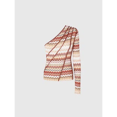 Missoni One-shoulder-top Mit Zickzackmuster Aus Lamé Und Rippen In Multicoloured