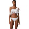 Missoni One-shoulder Zigzag Lamé Viscose Bikini With Fringes In White