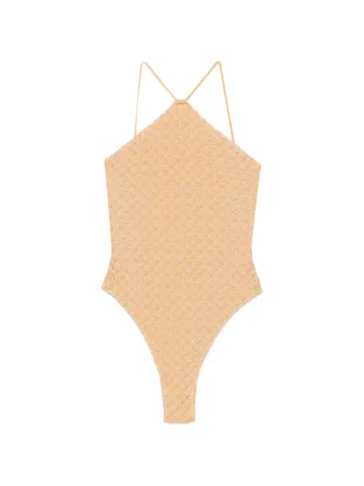 Missoni Halterneck Swimsuit In Gold