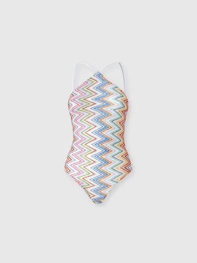 Missoni One-piece Swimsuit With Halterneck In Multi