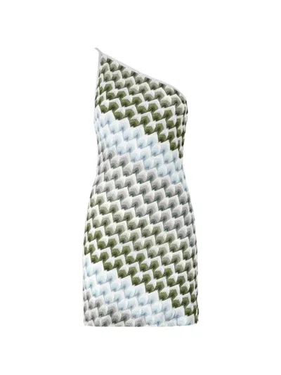 Missoni One-shoulder Chevron-knit Dress In Multi