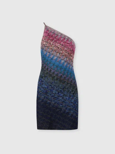 Missoni One-shoulder Dégradé Viscose Lamé Mini Dress In Multi