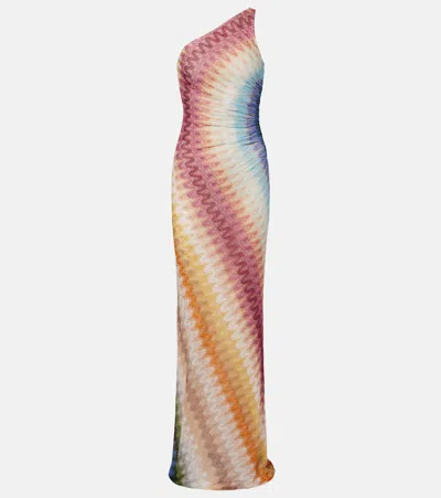 Missoni One-shoulder Gathered Maxi Dress In Multi