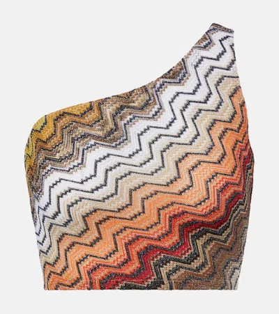 Missoni One-shoulder Lamé Crop Top In Multi