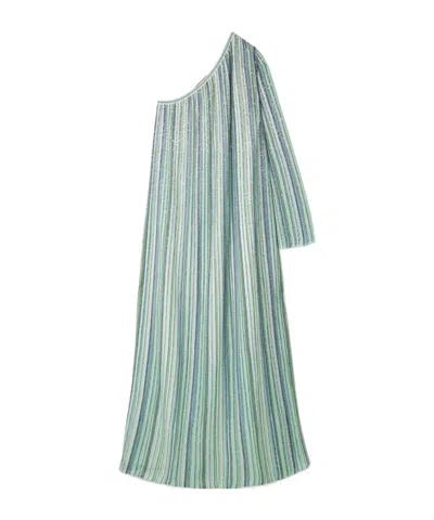 Missoni One-shoulder Sequin-trimmed Striped Crochet-knit Maxi Dress In Multi