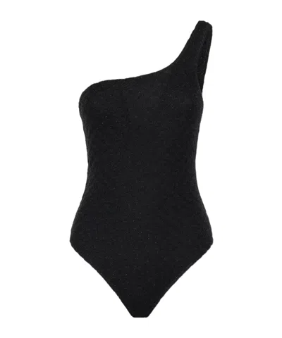 Missoni One-shoulder Sleeveless Swimsuit In Black