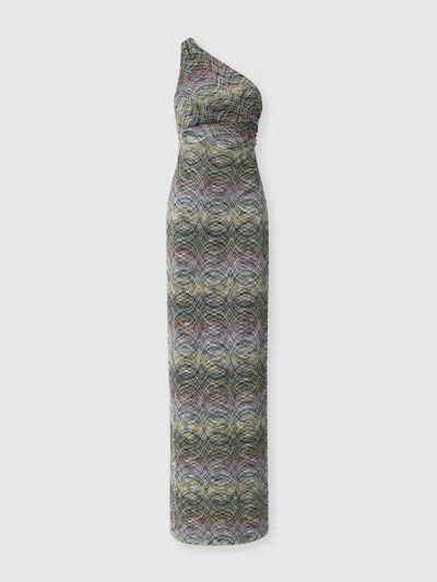 Missoni One-shoulder Space-dye Viscose Long Dress In Multi