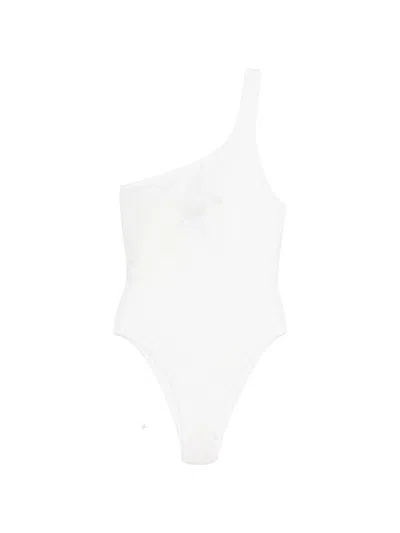 Missoni One-shoulder Swimsuit In White