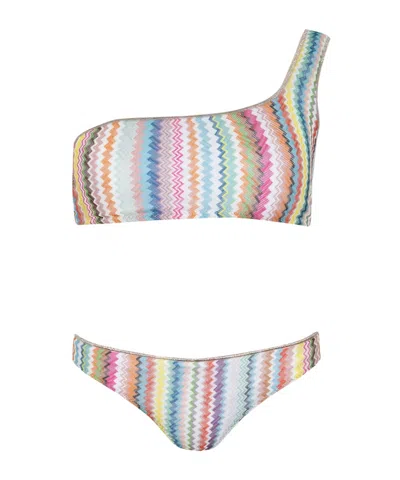 Missoni Zigzag-knit One-shoulder Bikini In Multi