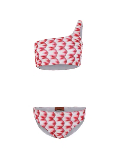 Missoni One-shoulder Zigzag Bikini In Pattern