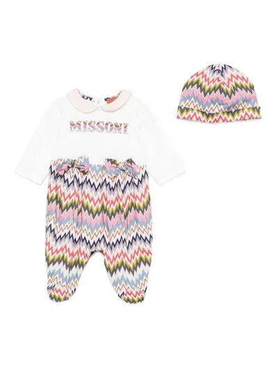 Missoni Babies' Onesie With Hat In Pink