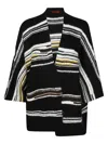 Missoni Open Front Maxi Cardigan With Bold Striped Pattern And Wide Sleeves In Black