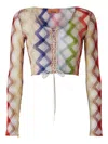 Missoni Zig Zag Crochet Crop Top In Neutrals