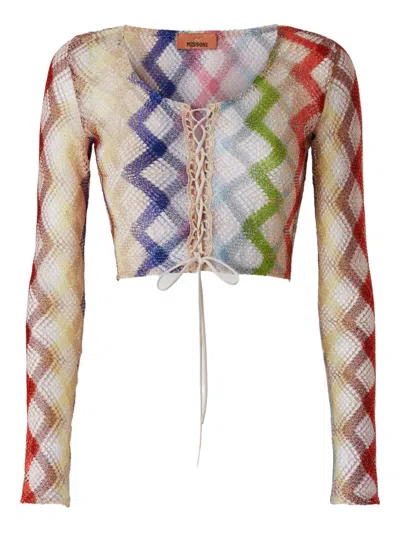 Missoni Open-knit Blouse In Blue