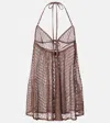 Missoni Open-knit Halterneck Lamé Beach Cover-up In Brown
