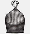 Missoni Open-knit Halterneck Lamé Crop Top In Black