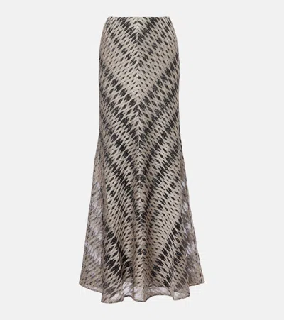 Missoni Open-knit Lamé Maxi Skirt In Gray