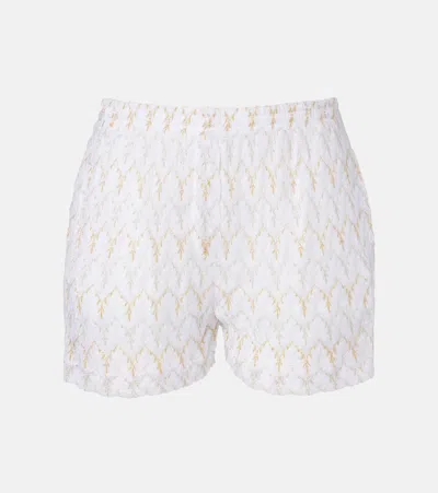 Missoni Open-knit Lamé Shorts In White