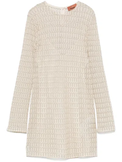 Missoni Open-knit Mini Dress In Neutrals