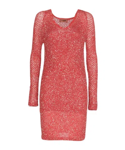 Missoni Open-knit Sequin Mini Dress In Red