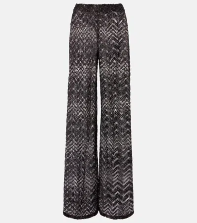 Missoni Open-knit Wide-leg Pants In Gray