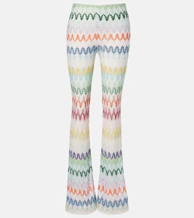 Missoni Open-knit Straight-leg Lamé Pants In Multi