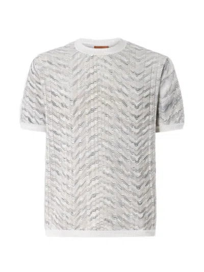 Missoni Openwork Knit Cotton And Viscose Polo Shirt In Gray