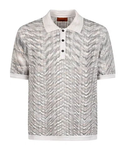 Missoni Openwork-knit Cotton And Viscose Polo Shirt In Gray