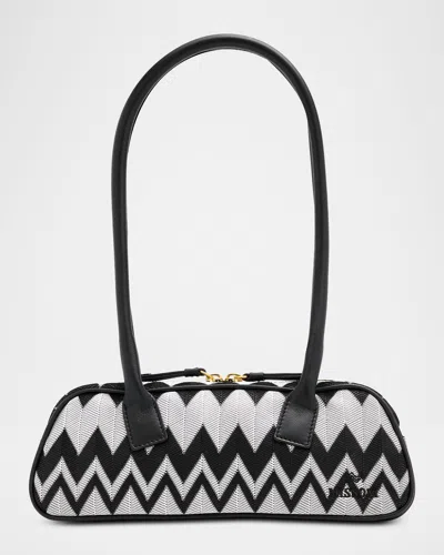 Missoni Optical Wave Cotton Bowling Shoulder Bag In Black