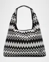 Missoni Optical Wave Cotton Hobo Bag In Black