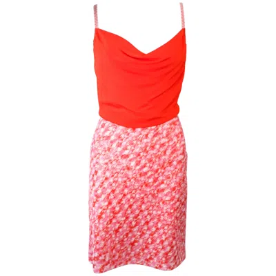 Pre-owned Missoni Orange And Pink Knit Dress With Wrap Set Size 40