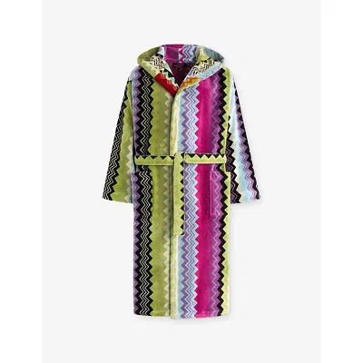 Missoni Orange Multicolour Giacomo Hooded Cotton-terry Robe