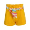 Missoni Orange Shorts With Zigzag Printed Belt For Girls In Yellow