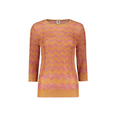 Missoni Orange Zigzag Pattern Lurex Sweater In Neutrals
