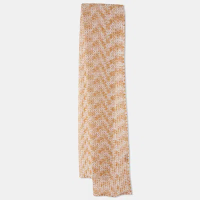 Pre-owned Missoni Orange/pink Textured Lurex Knit Stole