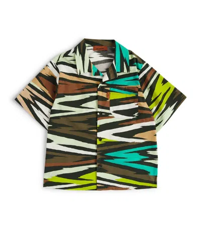 Missoni Kids' Organic Cotton Zigzag Shirt In Brown