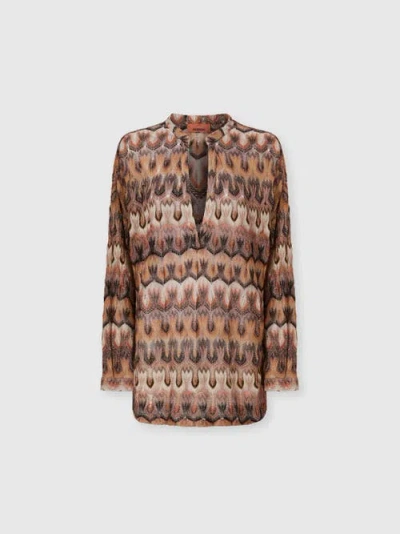 MISSONI MISSONI OVERSIZED BLOUSE IN VISCOSE LAMÉ WITH ARABESQUE MOTIF
