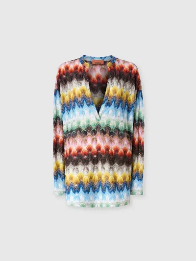 Missoni Oversized Blouse With Deep V-neckline In Multi