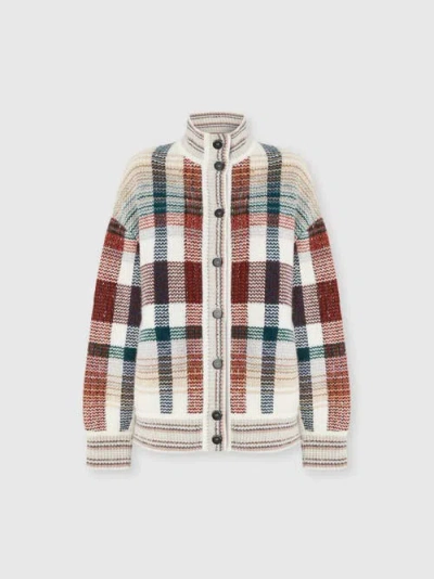 MISSONI MISSONI OVERSIZED BUTTONED CARDIGAN WITH CHECK PATTERN