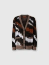 Missoni Oversized Cardigan In Tiger Pattern Knit In Brown