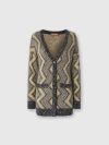 Missoni Oversized Cardigan With Macro Zig Zag And Sequins In Black & Gold